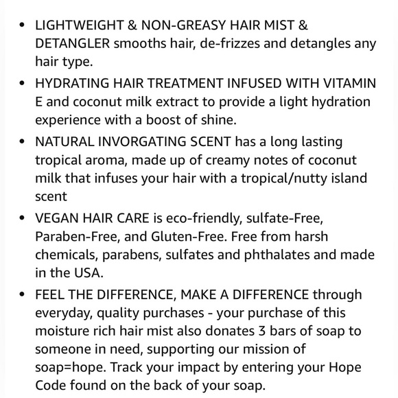 Soapbox Coconut Milk Hair Mist With Vitamin E - Picture 9 of 10